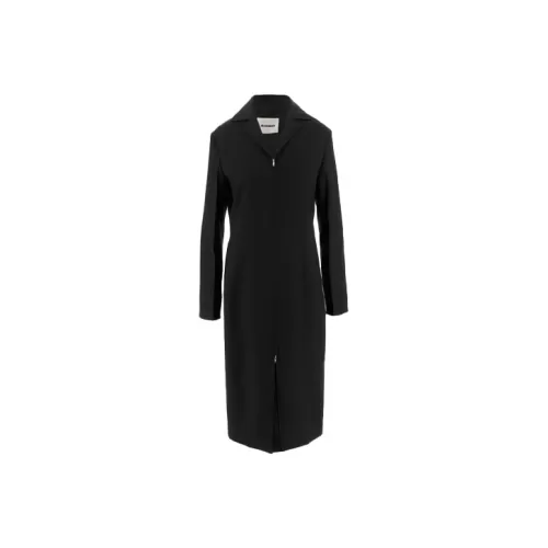 JIL SANDER Черное Женское Длинное Платье с Рукавами
