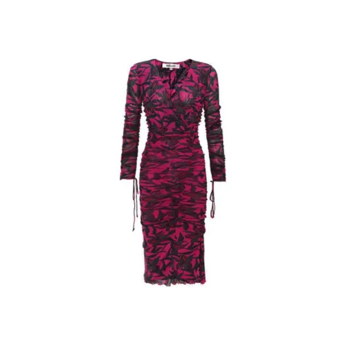 Diane von Furstenberg Красные Женские Длинные Платья с Длинными Рукавами