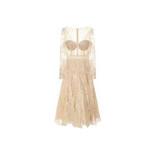 Alexander McQueen Сливочный Женские Длинные Платья с Рукавами