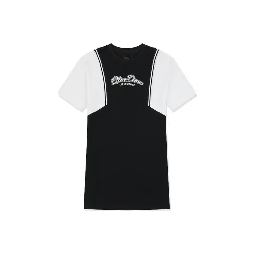 QIAODAN Короткий рукав Платье Женское Черное Jordan Белый