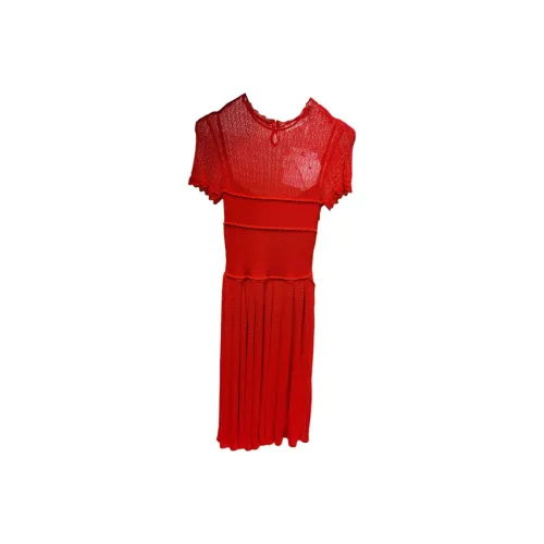 DIOR Red Женские Короткие Платья с Рукавами