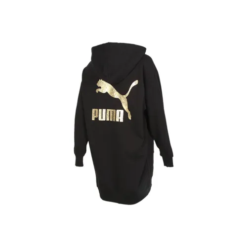 PUMA Черное Женское Длинное Платье с Рукавами