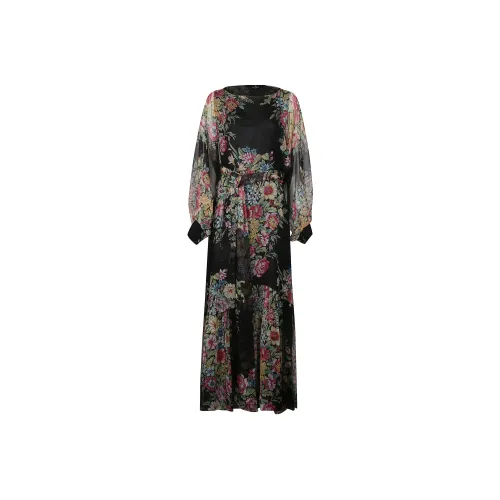 ETRO Черное Женское Длинное Платье с Рукавами