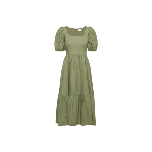 ARITZIA WILFRED Ascot Linen Dress Short-Sleeved Dress Women's Bosana Green ARITZIA WILFRED Ascot льняное платье с короткими рукавами женское Bosana зеленый