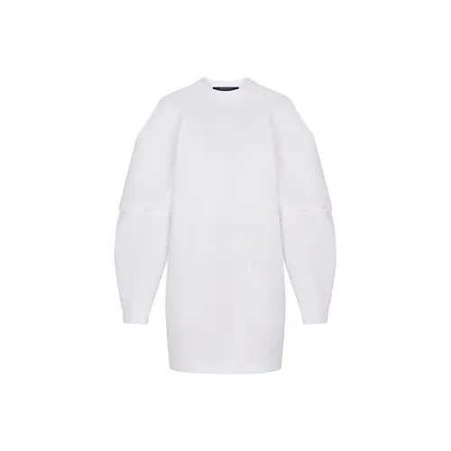 LOUIS VUITTON Длинное платье с длинными рукавами женское белое