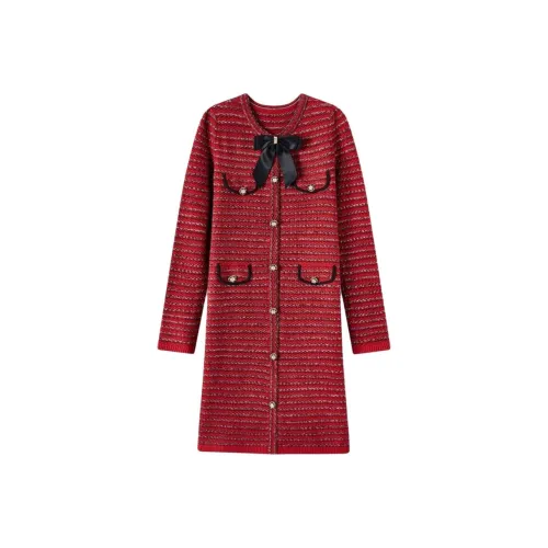 EICHITOO Длинное платье с длинными рукавами женское красное