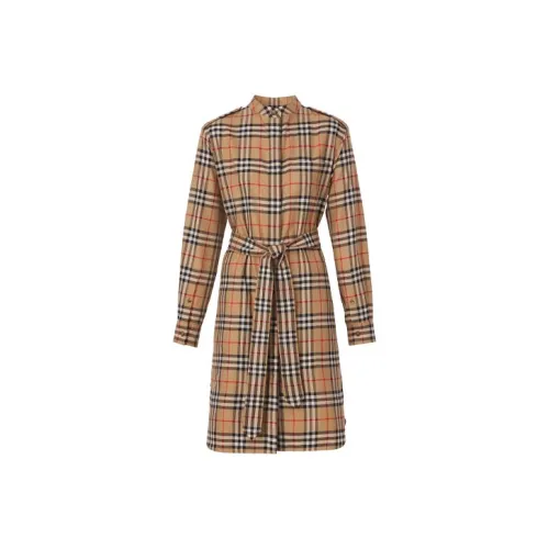 Burberry SS22 Длинное платье с длинными рукавами женское светлый умбра