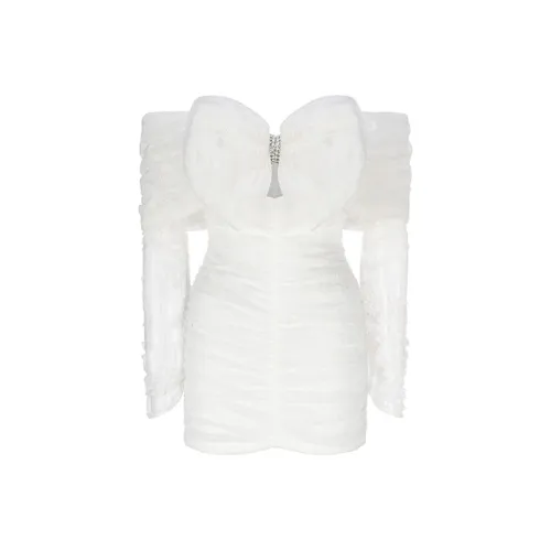 NANA JACQUELINE Длинное платье с длинными рукавами цвет белый