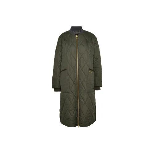 BARBOUR Хлопковый пуховик женский темно-оливковый