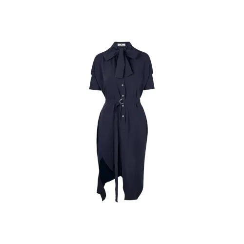 Vivienne Westwood Синие Женские Платья с Короткими Рукавами