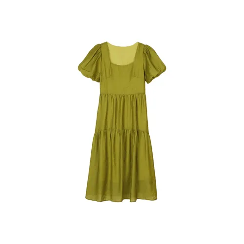 MIGU Green Женские Короткие Платья с Рукавами