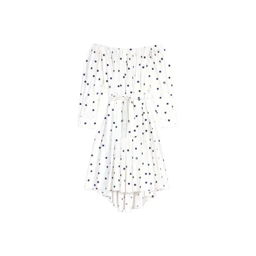 Maje Длинное платье с длинными рукавами женское морской синий и белый