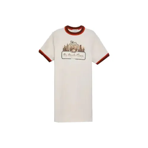 COACH Белое Женское Короткое Платье с Рукавами