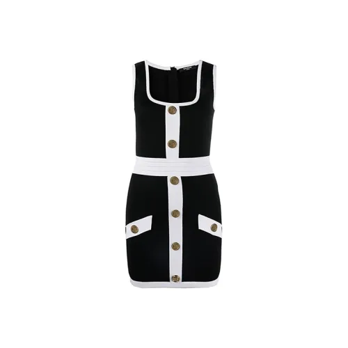 BALMAIN Черное женское платье без рукавов