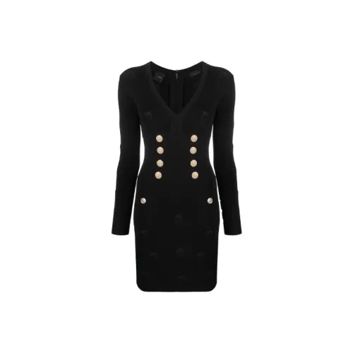 PINKO Черное Женское Длинное Платье с Рукавами