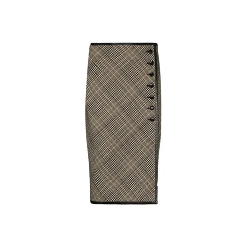 SAINT LAURENT карандаш Платье-миди Женское Коричневое