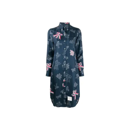 THOM BROWNE Blue Женские Длинные Платья с Рукавами