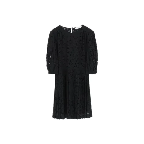 SEE BY CHLOE Черное Женское Короткое Платье с Рукавами