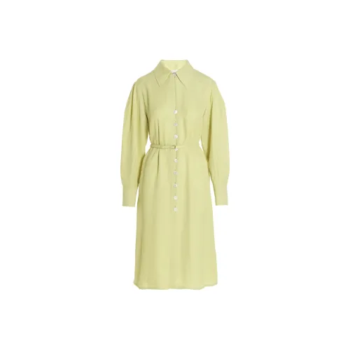 JIL SANDER Желтое Женское Длинное Платье с Рукавами