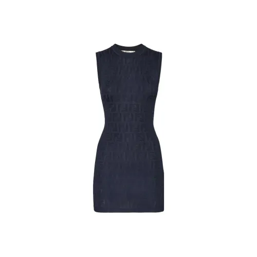 FENDI FW22 Без рукавов Платье Женское Синее