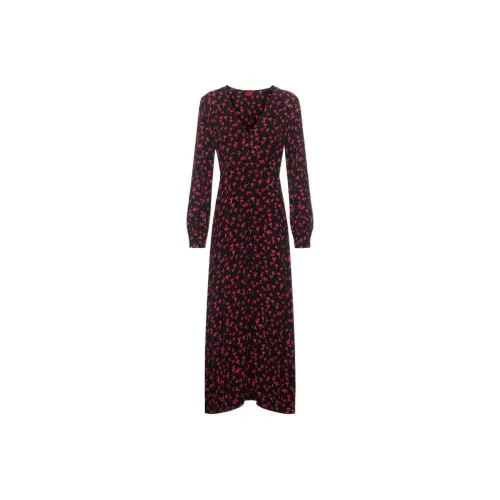 HUGO BOSS Red Женские Длинные Рукава Платья