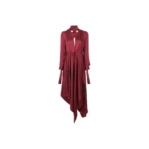 Off Белый Ss20 Красный Женские Длинные Платья с Рукавами