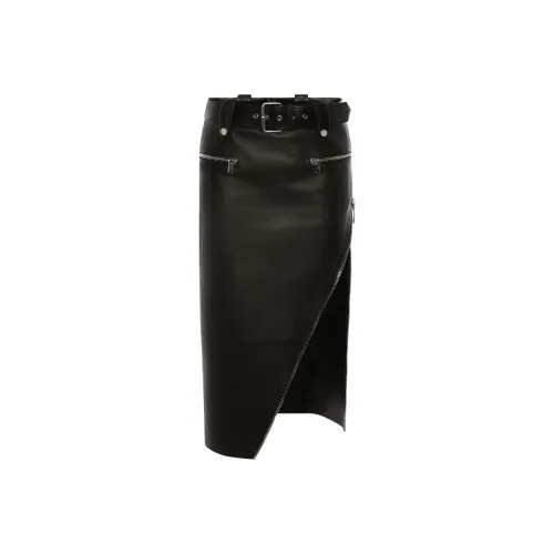 Alexander McQueen FW22 Кожа Длинная Юбка Женская Черная