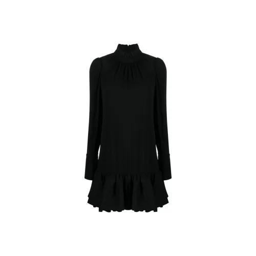 Paco Rabanne SS23 Длинное Платье с Длинными Рукавами Женское Черное