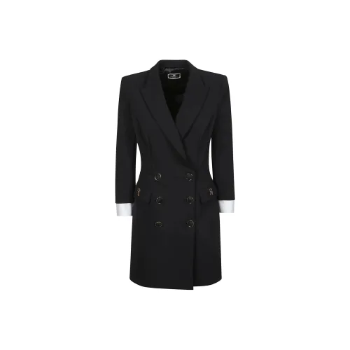 Elisabetta Franchi Длинное платье с длинными рукавами женское черное