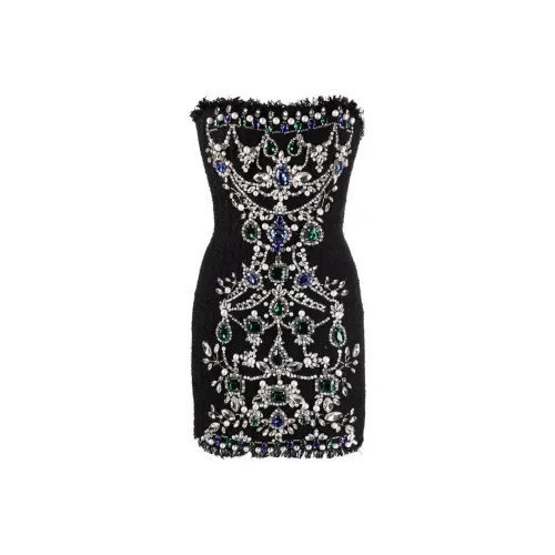 BALMAIN Черное женское платье без рукавов