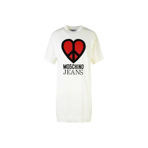 MOSCHINO Короткий рукав платье женское белое