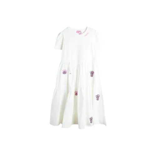 LALABOBO Короткое платье с короткими рукавами женское натуральный белый