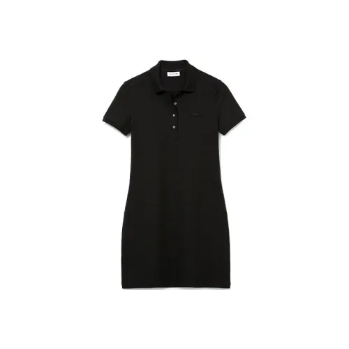 LACOSTE Черное Женское Платье с Коротким Рукавом
