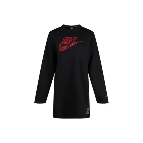 NIKE Черные Женские Длинные Платья с Рукавами