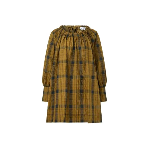 GANNI Желтое Женское Длинное Платье с Рукавами