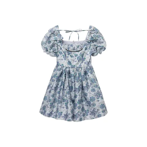 LULUALWAYS Blue Женские Короткие Платья с Рукавами