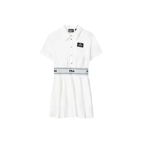 FILA ORIGINALE Белое Женское Короткое Платье с Рукавами