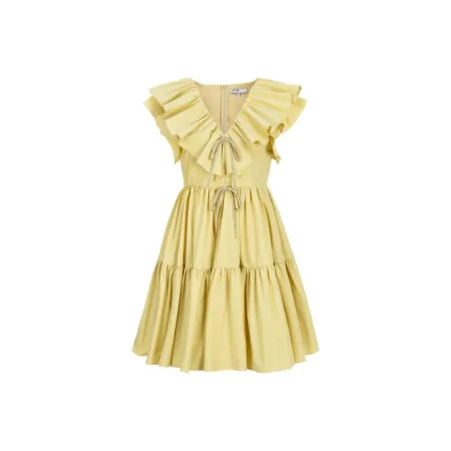 AIVEI Короткое платье с короткими рукавами женское желтое