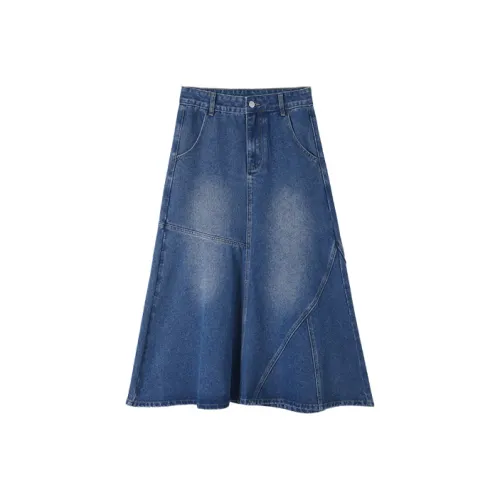 HIPPIEMISS Denim Long Skirt Women's Blue