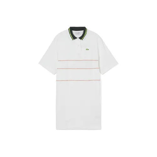 LACOSTE Белое Женское Платье с Коротким Рукавом