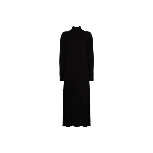 JIL SANDER Черное Женское Длинное Платье с Рукавами
