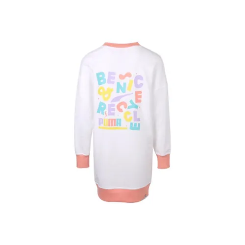 PUMA Белое Женское Длинное Платье с Рукавами