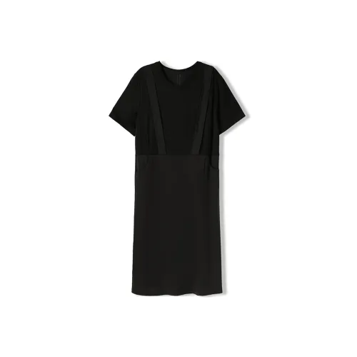 Wbwq Короткий рукав Платье Женское Черное