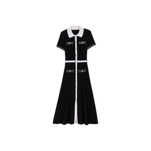 Maje Короткий рукав Платье Женское Черно-белое
