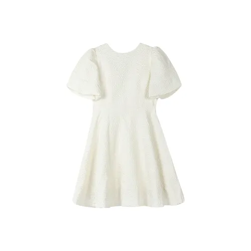 Leather Cat A Линия Юбка Платье Белый