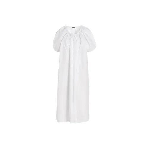 JIL SANDER Белое Женское Короткое Платье с Рукавами