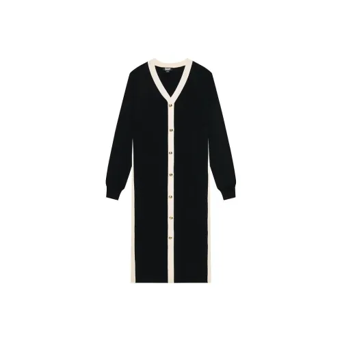 DKNY Длинное платье с длинными рукавами женское черное