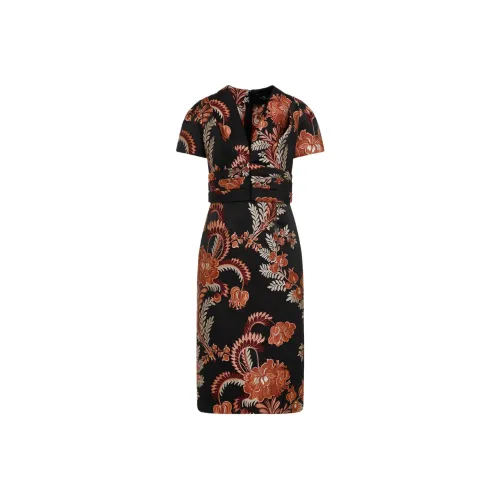 ETRO Черное Женское Короткое Платье с Рукавами