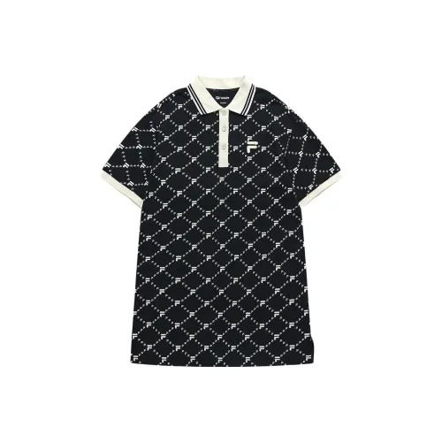 FILA FUSION FOB Series Короткий рукав Платье Женское Темно-черное