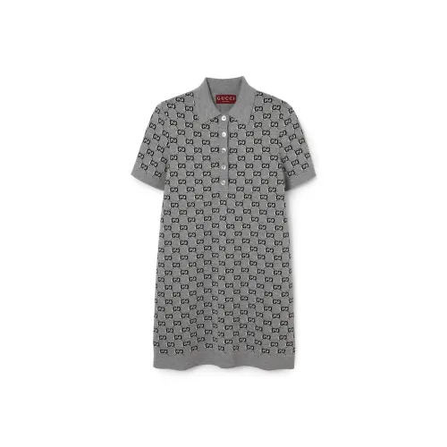 GUCCI FW24 Короткое платье с короткими рукавами женское серое